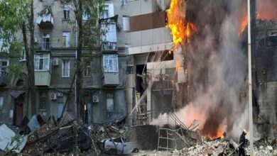 Russian drone attack in Ukraine Hotel