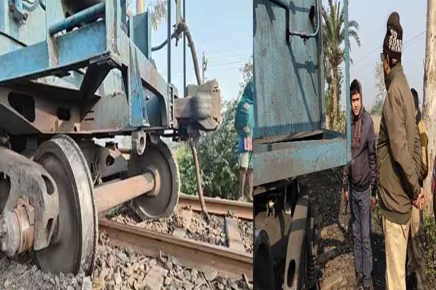 Jharkhand Goods train derailed due to vacuum cutting track being repaired